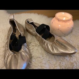 Free People Pointy Gold Flats